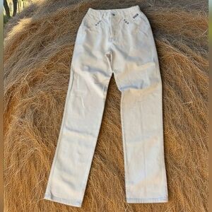 Vtg Rockies tan neutral bareback high waisted 100% cotton jeans W29 L36"